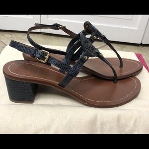 Tory Burch Navy Mini Miller Block Heel Sandals